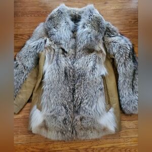 TALON ViNTAGE Men's Luxurious Fur-Trimmed Coat - BROWN and Tan Leather SZ M